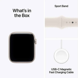 Apple Watch SE 3 GPS 44mm Starlight Aluminium Case with Starlight Sport Band - M/L MEHJ4AF/A